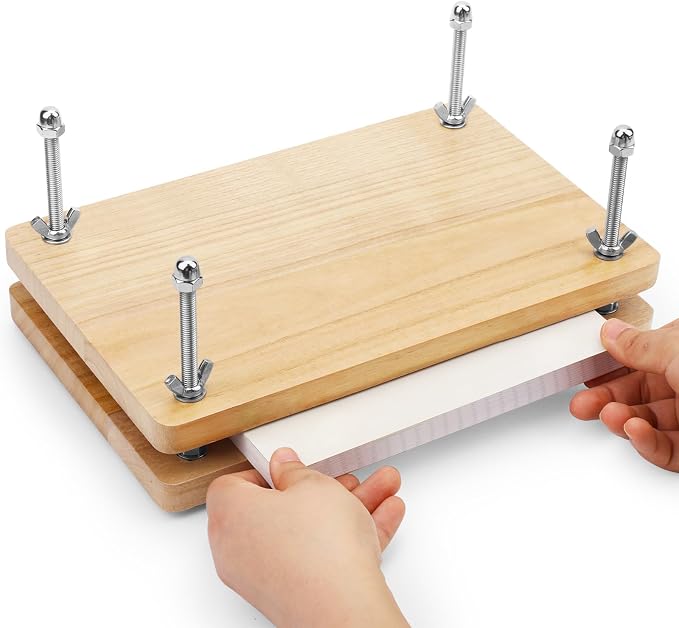 JUPEAN Book Press—7.9”x11.6” Wooden Book Binding Press Bookbinding Kit Flower by Jupean