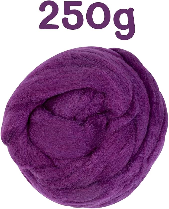 QMNNMA Wool Roving Bulk, 8.82oz Needle Felting Wool-Dark Purple | Wool Roving - Image 2