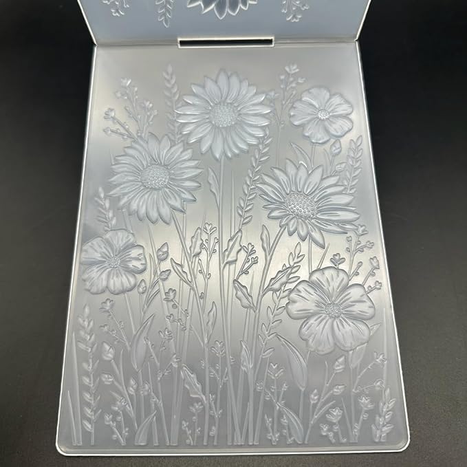 3D Plastic Embossing Folder Template Sunflowers and Flowers Texture 5x7 Inch - Image 7