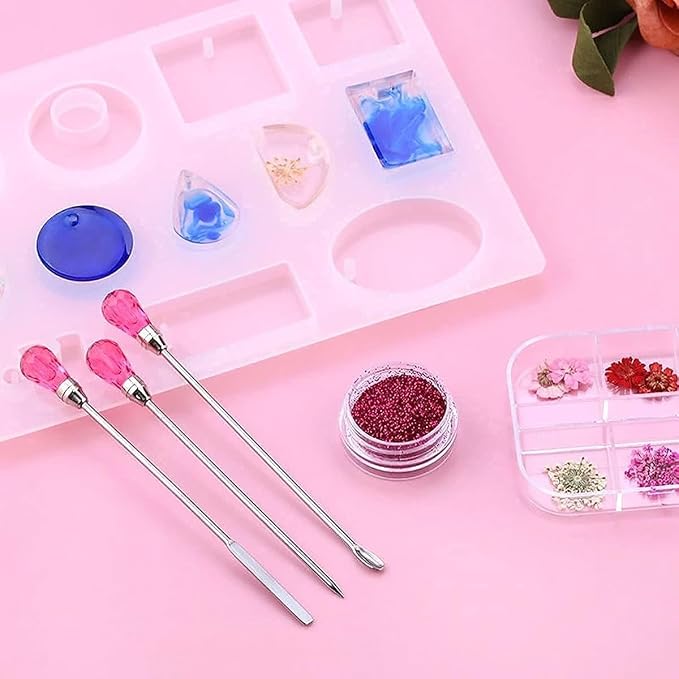 11 Pcs Silicone Resin Mold Tools Set Stirring Needle Spoon Tool Tweezers - Image 8