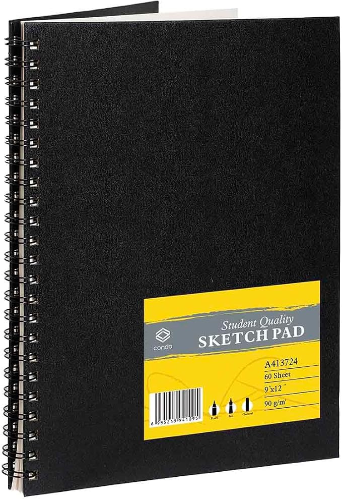 CONDA 9"x12" Double-Sided Hardbound Sketchbook, 60 Sheets, Heavyweight by CONDA