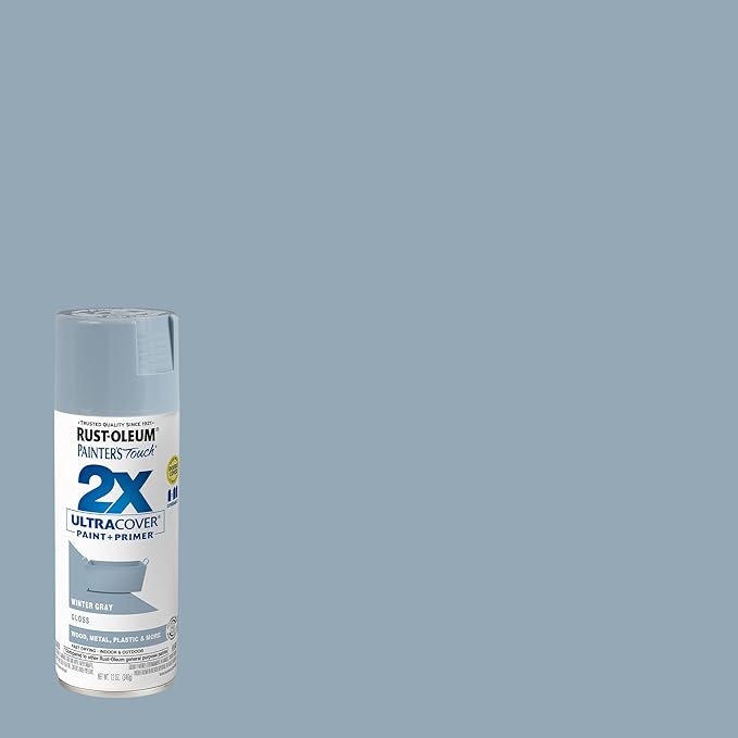 Rust-Oleum Painter's Touch 2X Ultra Cover Spray Paint, Gloss Winter Gray | - Image 2