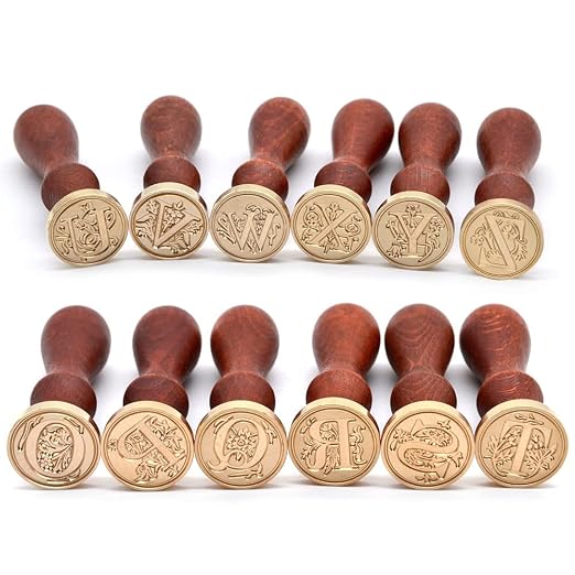 Medieval Initial Alphabet Sealing Wax Stamps, Brass Head Wooden Handle - Image 6