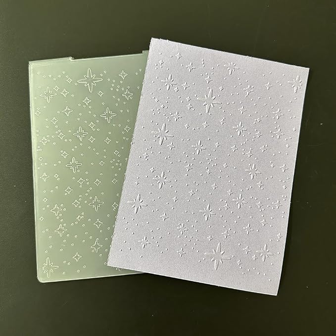 6 Pcs Plastic Embossing Folder Template Love Stars and Flowers Texture A6 Size - Image 6