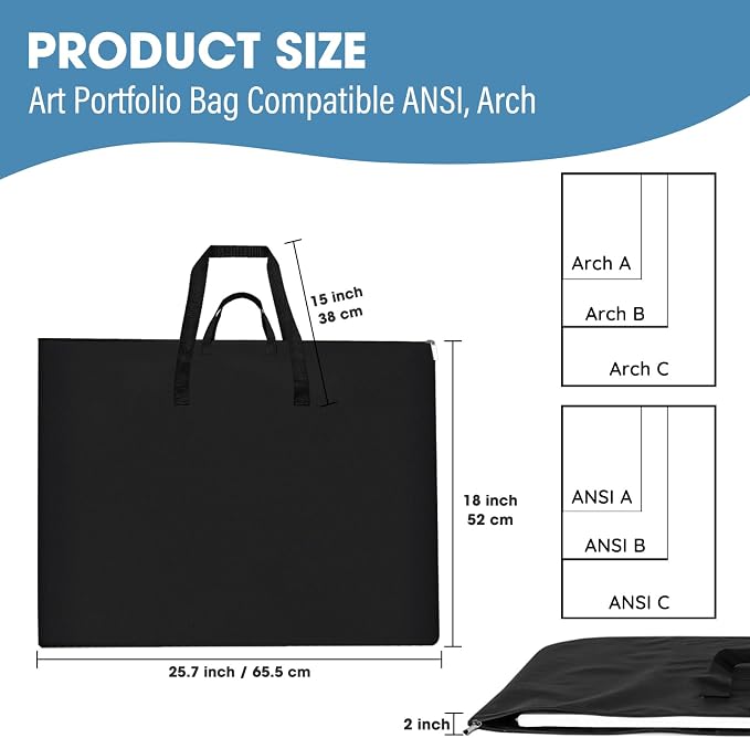 ZKOO Art Portfolio Bag, Light Weight Art Canvas Portfolio Case - Image 2