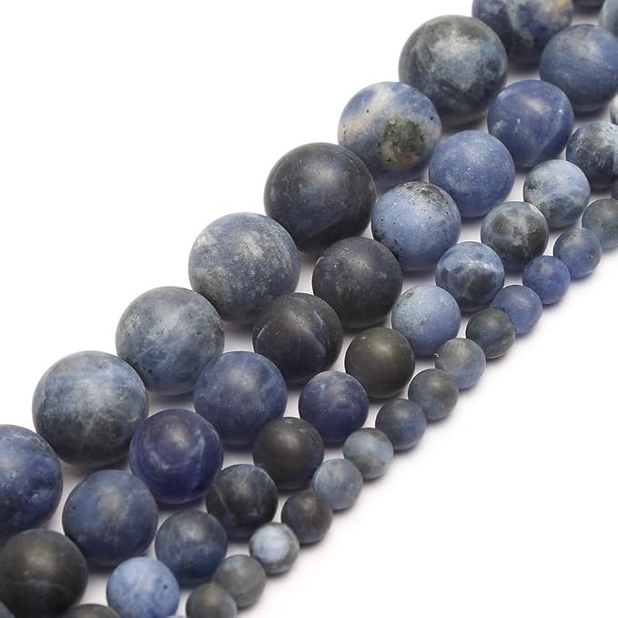 60pcs Natural Matte Olded Blue Sodalite Gemstone Beads，6mm Frosted Round Loose - Image 5
