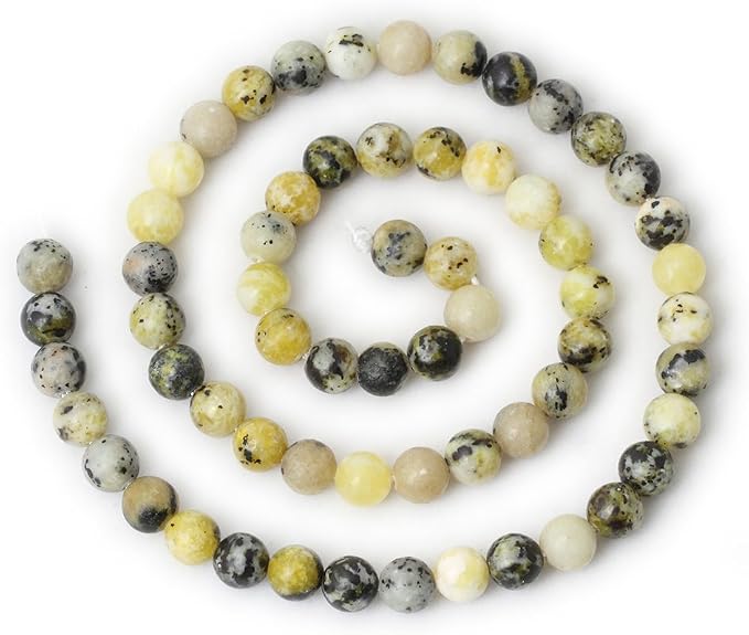 60PCS 6mm Natural Yellow Turquoise Gemstone Round Loose Beads Stone Beads - Image 2