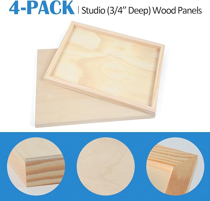 Falling in Art 4 Pack 14x14’’ Unfinished Birch Wood Panels Kit - Image 6
