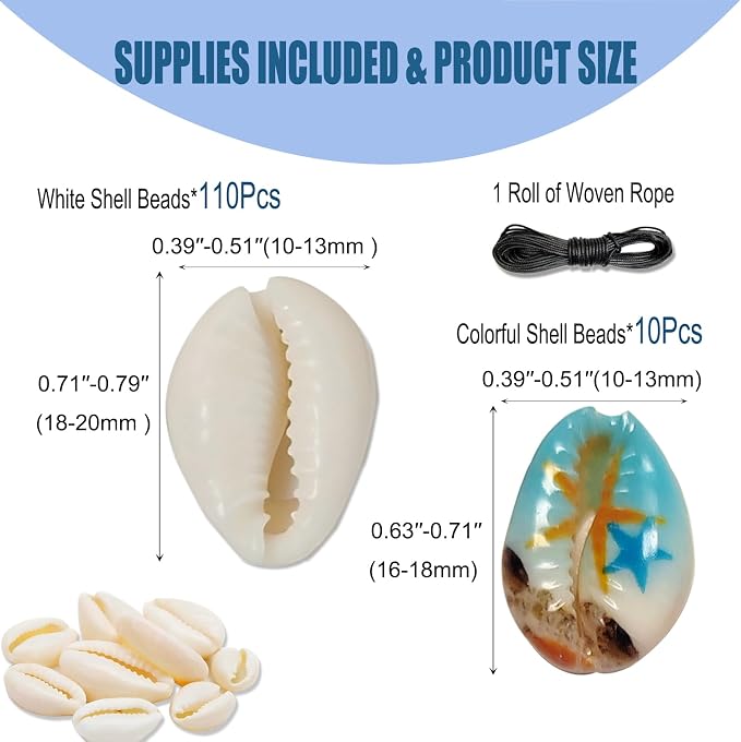 110Pcs Cowrie Shell Beads for Crafts, Printed Beach Cowrie Shells Smooth Cut - Image 2