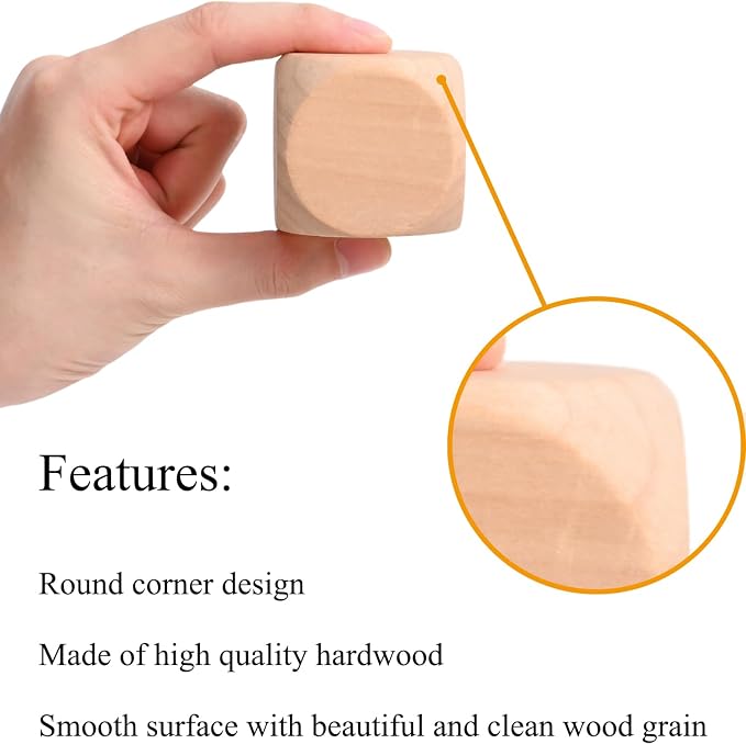 Blank Wooden Dice 2 inch 10PCS Unfinished Square Blocks 50mm Small Wood Cubes - Image 5