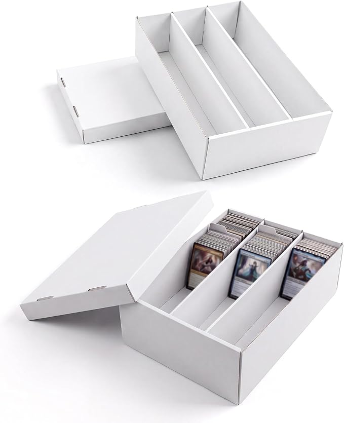 Calenzana 2400-Count Trading Cardboard Card Storage Boxes 2 Pack, 3 Row White by Calenzana
