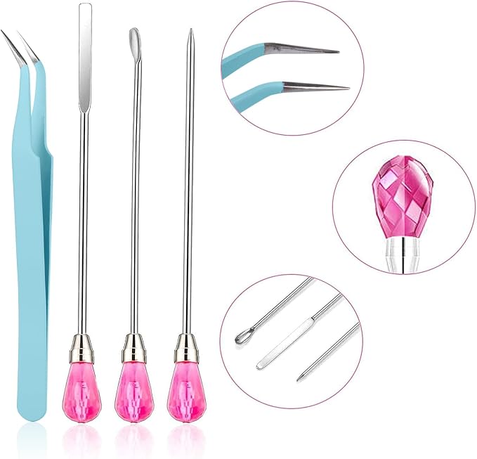 11 Pcs Silicone Resin Mold Tools Set Stirring Needle Spoon Tool Tweezers - Image 7