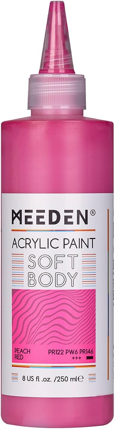 MEEDEN Soft Body Acrylic Paint: Peach Red Matte Finish - 250ml/8.45oz Bulk by MEEDEN