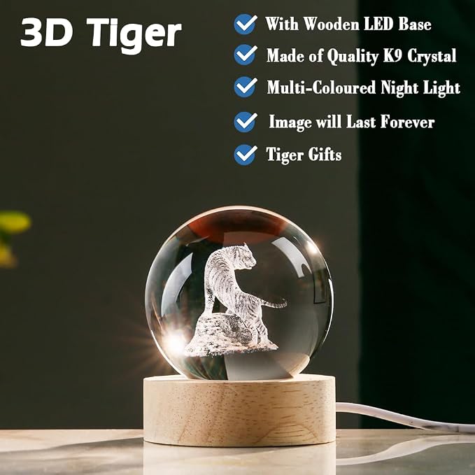 IFOLAINA 3D Tiger Crystal Ball Tiger Gifts - Image 2