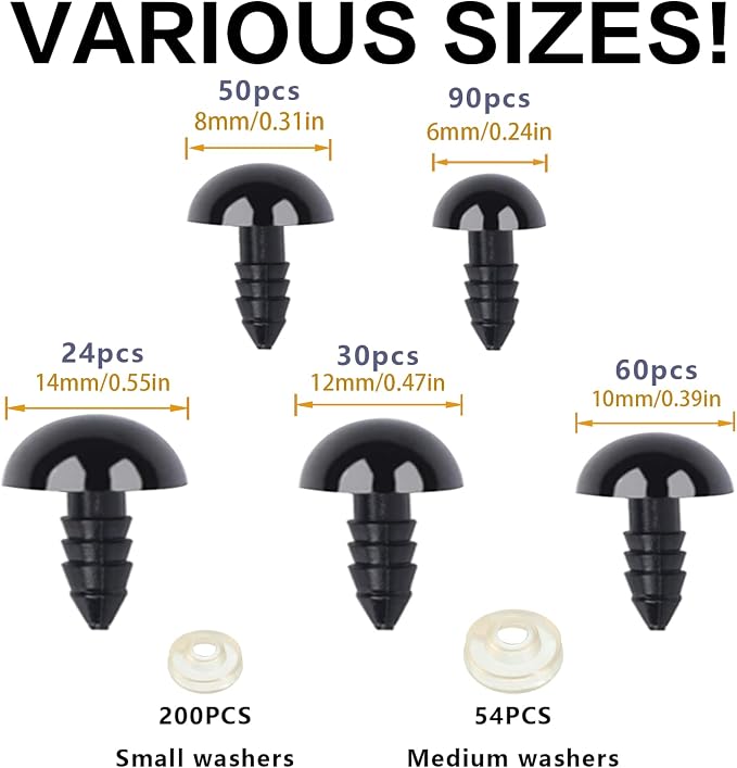 XKDOUS 508Pcs 6-14 mm, 5 Sizes Safety Eyes - Image 2