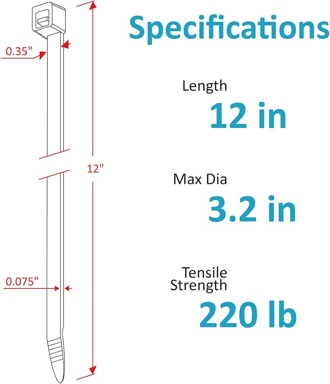 Zip Ties Heavy Duty 12 inch, Heavy Duty Cable Ties - Image 2