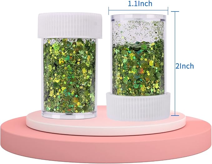 20 Assorted Colors Holographic Chunky and Fine Mixed Glitter, Shake Jar - Image 3