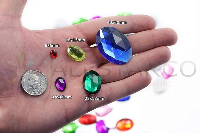 40x30mm Blue Sapphire Lite .LS Large Flat Back Oval Acrylic Rhinestones Cosplay - Image 2