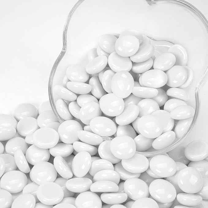 5LB White Flat Glass Marbles for Vases, Gemstone Beads Vase Filler Decorative - Image 5