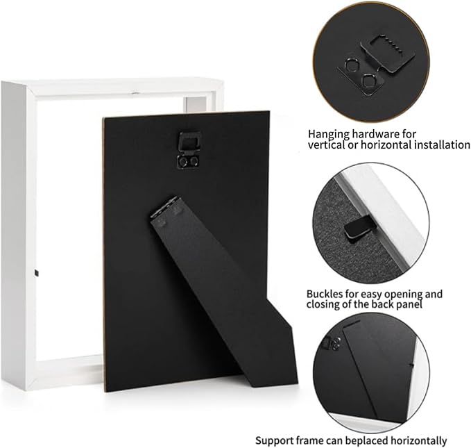 4 Pack 4x6 Shadow Box Frame，HD Glass Wooden Burlywood Hollow Photo Frame - Image 7