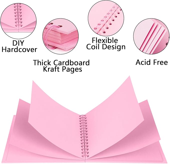 Yopih 10x10 Inch DIY Scrapbook Photo Album, Hardcover Kraft Paper Acid-Free - Image 5