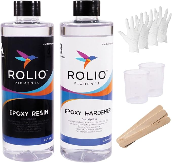 Rolio - Epoxy Resin and Hardener 32 oz Kit, Crystal Clear, UV Resistant by RolioPigments