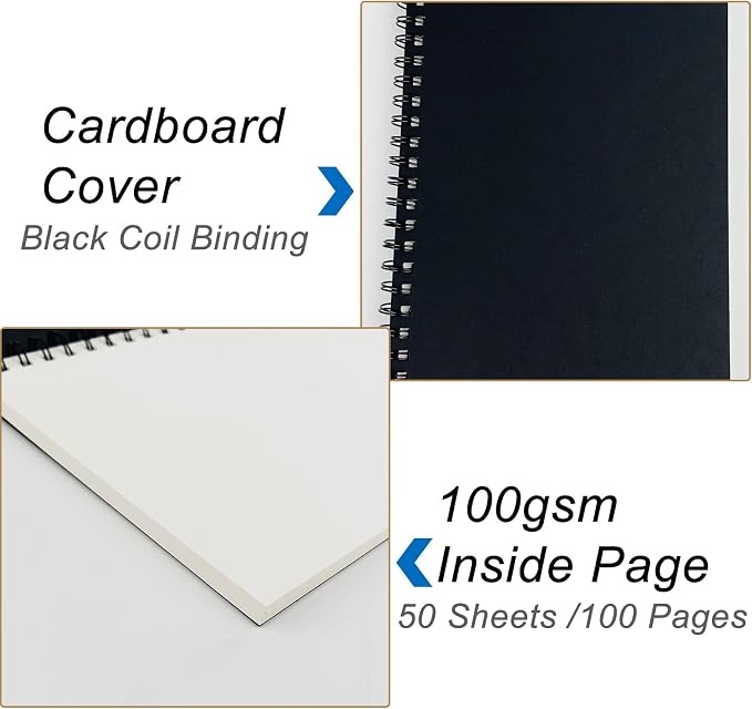 DSTELIN Blank Spiral Notebook, Soft Cover, Sketch book, 100 Pages / 50 Sheets - Image 7