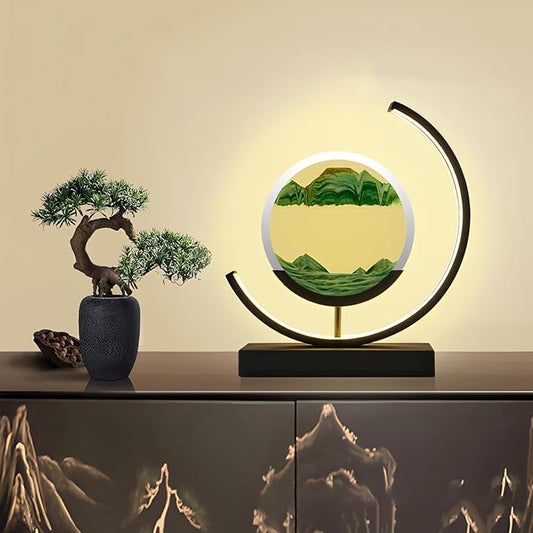 Moving Sand Art Lamp, 360 Degree Rotating Sands of Time Lamp by LLPCKPB