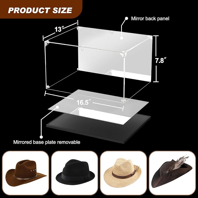 3MM Clear Acrylic Display Case, Cowboy Hat Showcase, Panama & Tweed Organizer - Image 5
