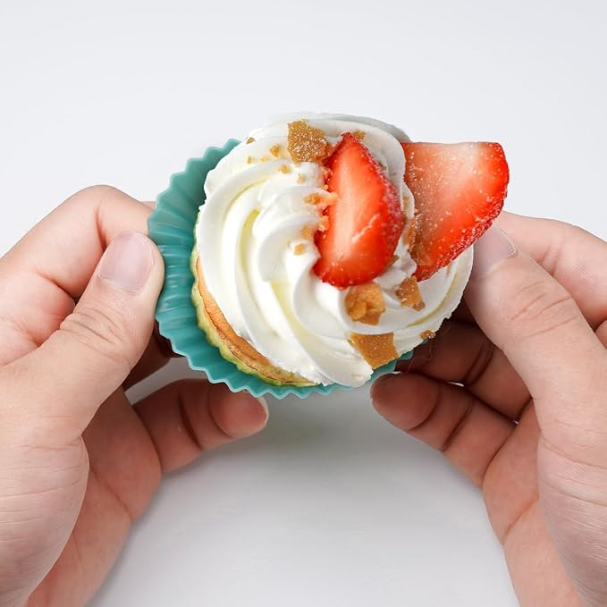 Silicone Muffin Baking Cups 12 Pack Reusable Cupcake Liners Non-stick Cake Molds - Image 2