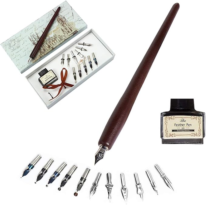 Calligraphy Pens Set -Wooden Dip Pen Handcrafted Calligraphy Set by OPENDGO