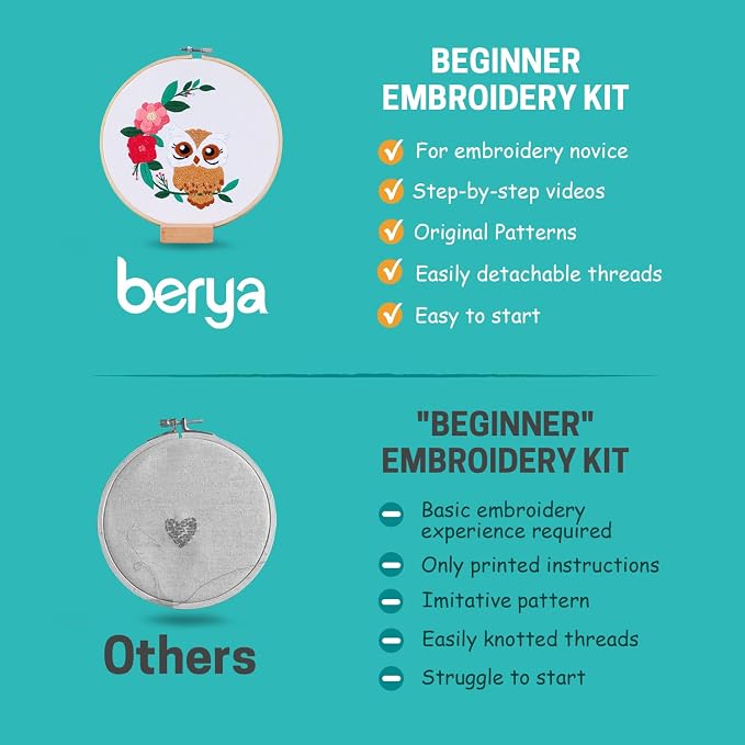 BERYA Owl Embroidery Kit, Embroidery Kit - Image 7