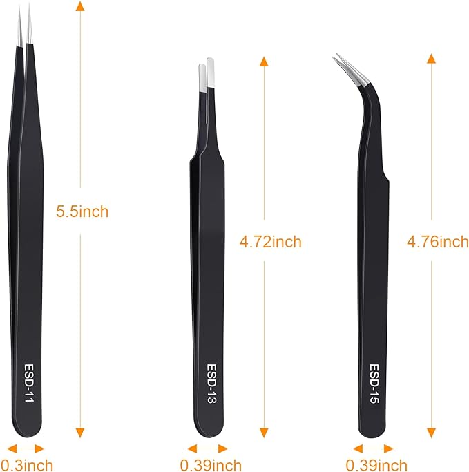kaverme 3PCS Precision Tweezers Set, Upgraded Anti-Static Stainless Steel of - Image 2