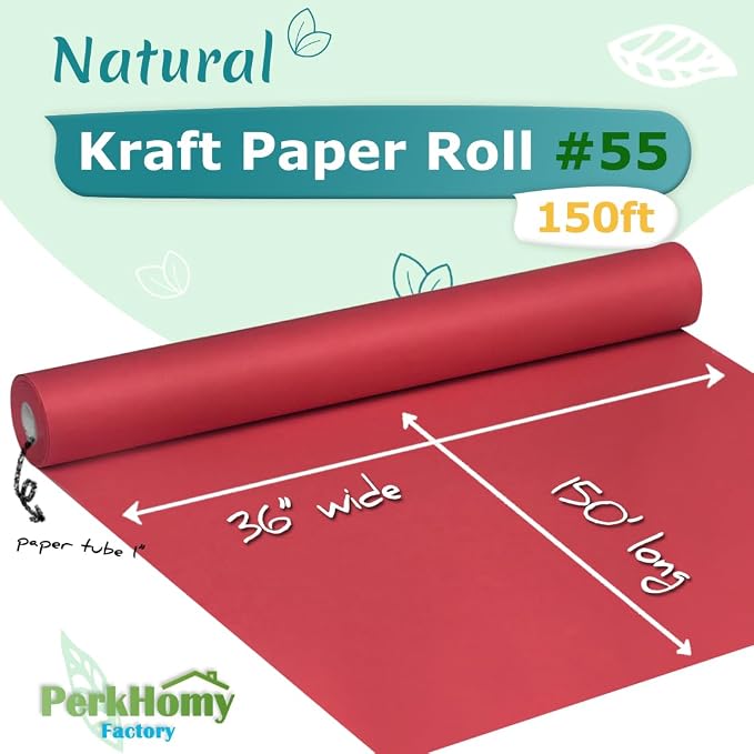 PerkHomy Red Kraft Paper Roll 36" x 1 - Image 2
