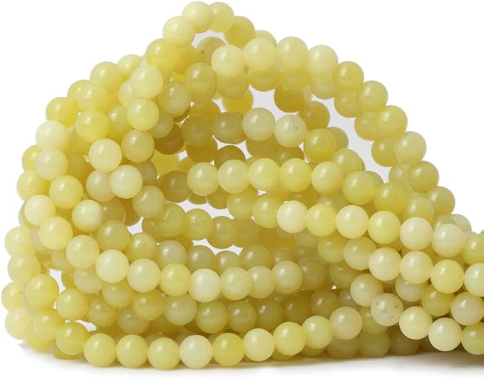 60PCS 6mm Natural Yellow Lemon Jade Gemstone Round Loose Beads by CHEAVIAN