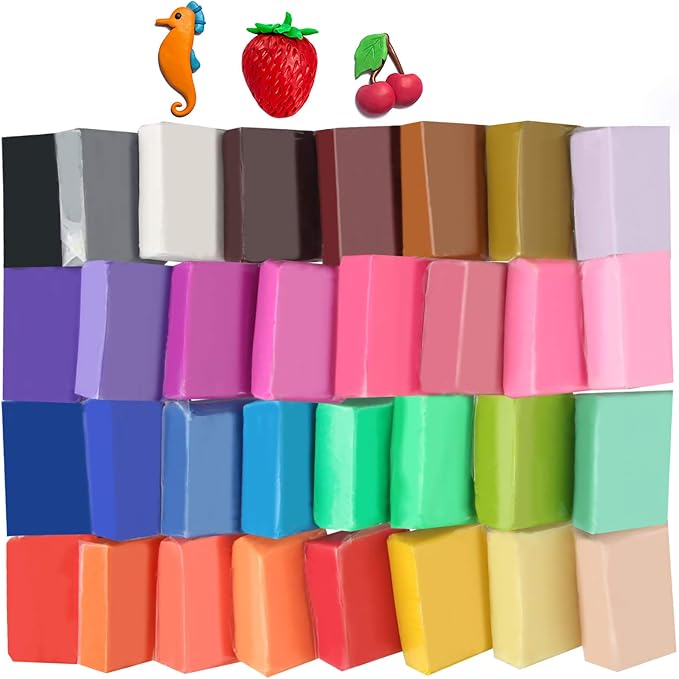 Tomorotec 32 Colors Polymer Clay Kit, 9.6 oz Soft Oven Bake Clay by Tomorotec