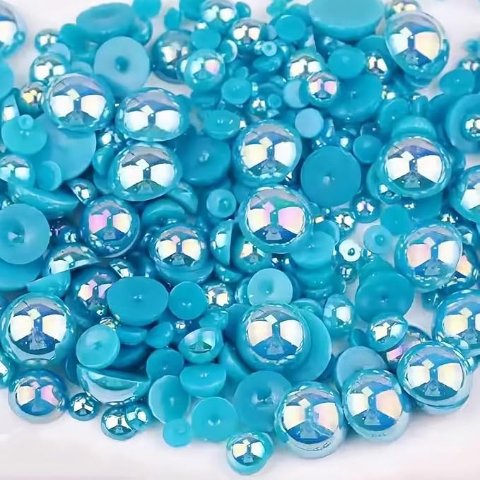 2000PCS AB Color Imitation Half Round Pearls Bead Loose Beads Gems, Mixed Sizes by UYTRDVG