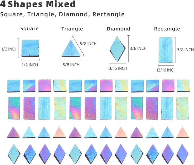 Lanyani Iridescent Mosaic Tiles 200 Pieces Bulk Stained Glass Tile - Image 4
