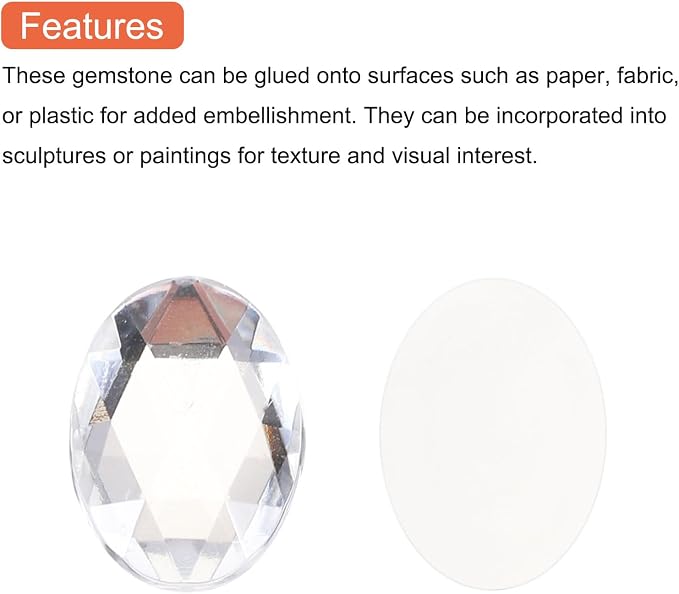 MECCANIXITY 10Pcs Acrylic Oval Gems 30x40 mm Flat Back Artificial Rhinestones - Image 4