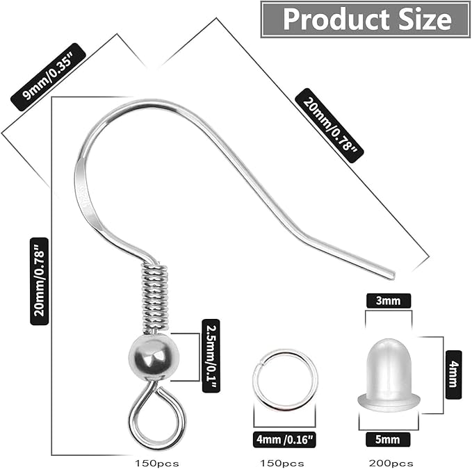 Hypoallergenic Earring Hooks 150 PCS/75 Pairs, Jump Rings, Fish Hooks - Image 5