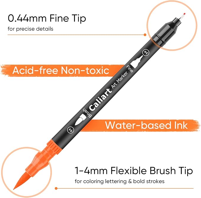 Caliart 34 Double Tip Brush Pens Art Markers - Image 3