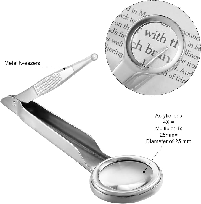 Weewooday 3 Pieces Magnifying Glass Tweezers Splinter Tweezers - Image 2