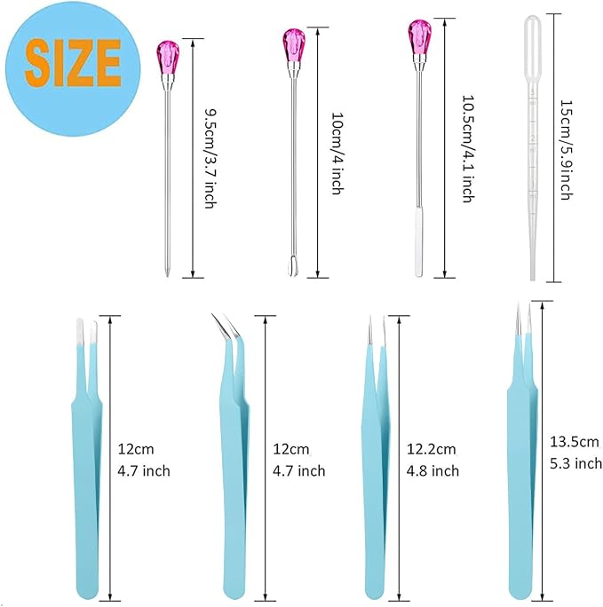 11 Pcs Silicone Resin Mold Tools Set Stirring Needle Spoon Tool Tweezers - Image 2