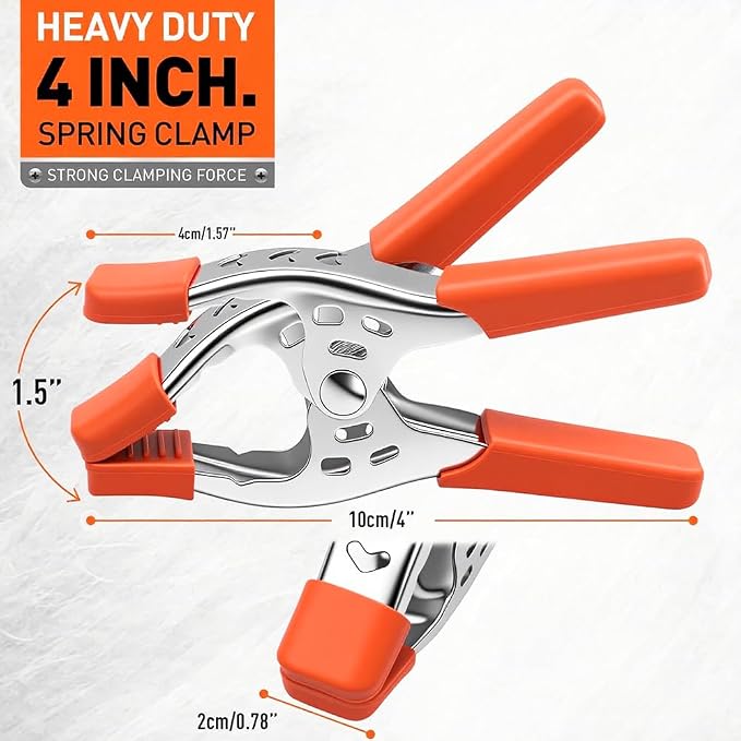HORUSDY 8-Piece 4" inch Spring Clamp, Heavy Duty Spring Metal Spring Clamps - Image 2