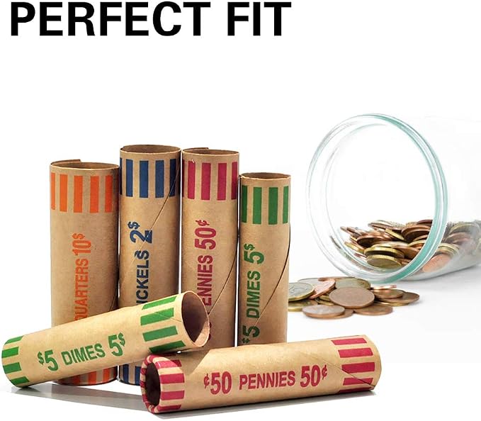 L LIKED 64 Assorted Preformed Coin Wrappers, Nickels and Dimes - Image 6