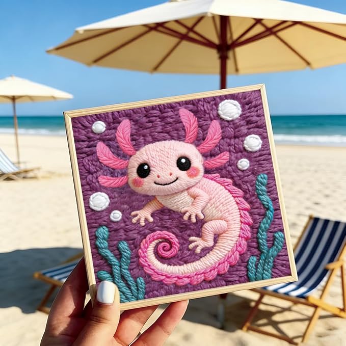 BEUNITONE Pink Axolotl Punch Needle Kit - Image 4