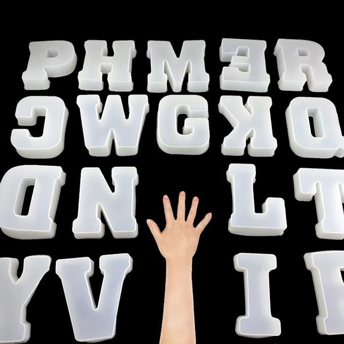 6 inch 26 Pack English Alphabet Silicone Letter Mold by ESEDAGESiliconeMold