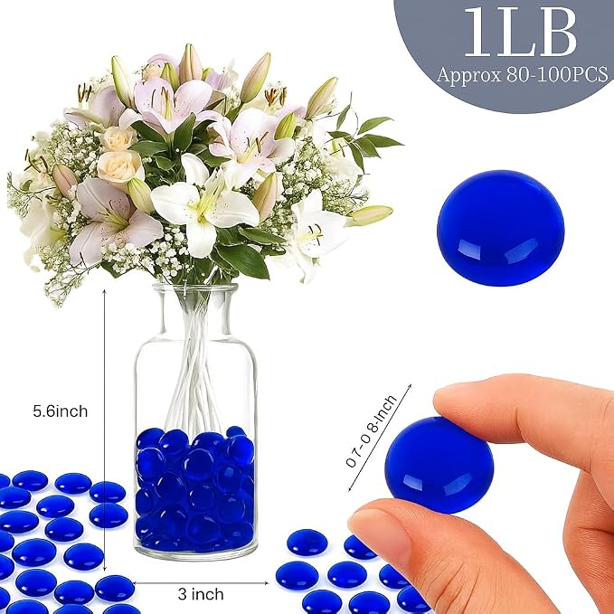 ARSUK 1LB Blue Flat Glass Marbles, Beads - Image 2