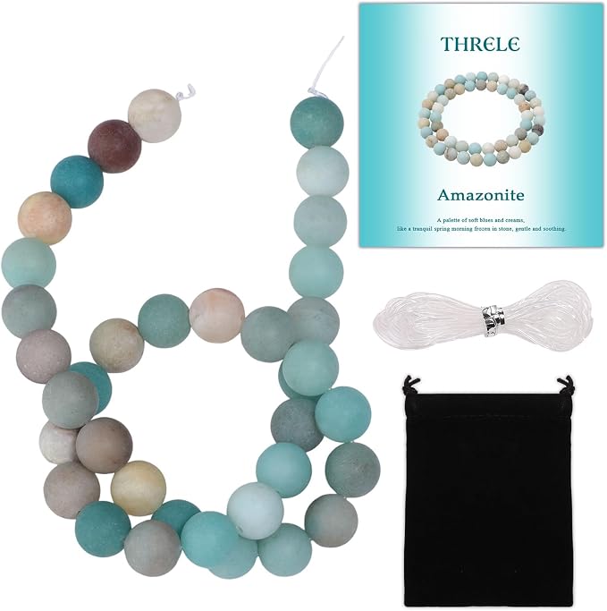 10mm Matte Amazonite Beads, 15-Inch Matte Round Loose Stone Beads by THRELE
