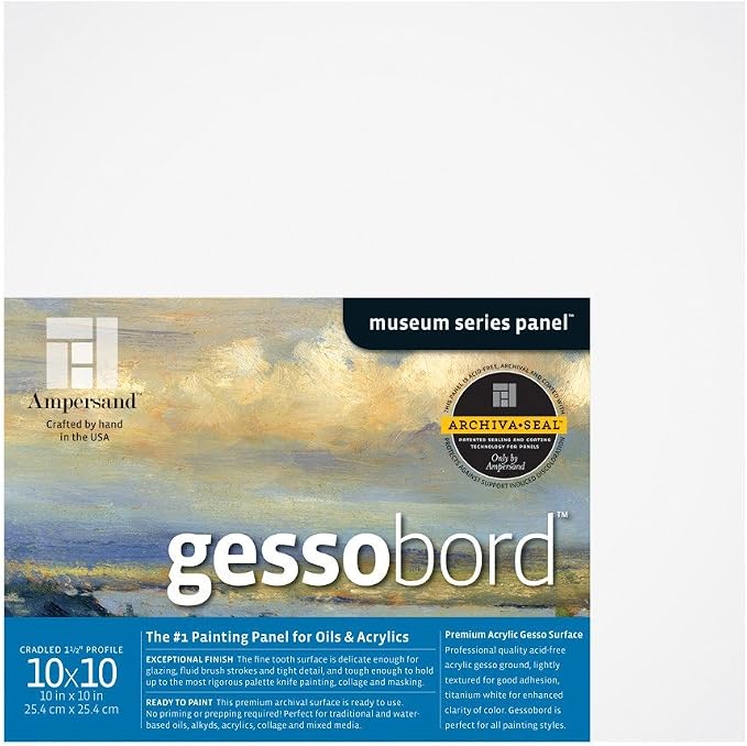 Ampersand Art Supply Museum Series Gessobord | 10x10 |1-1/2" Cradled Profile | by AmpersandArtSupply